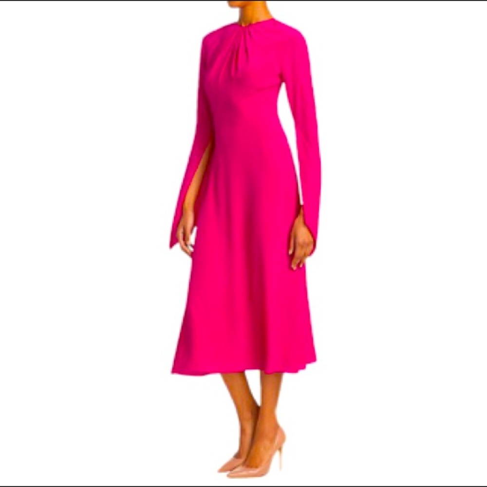 Victoria Beckham Silk Bright Pink Midi Cocktail Dress US 2 (UK 6) NWT